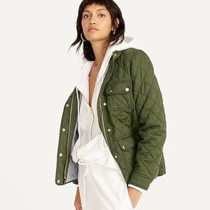 JCrew Quilted Field Jacket - Olive (M) EUC